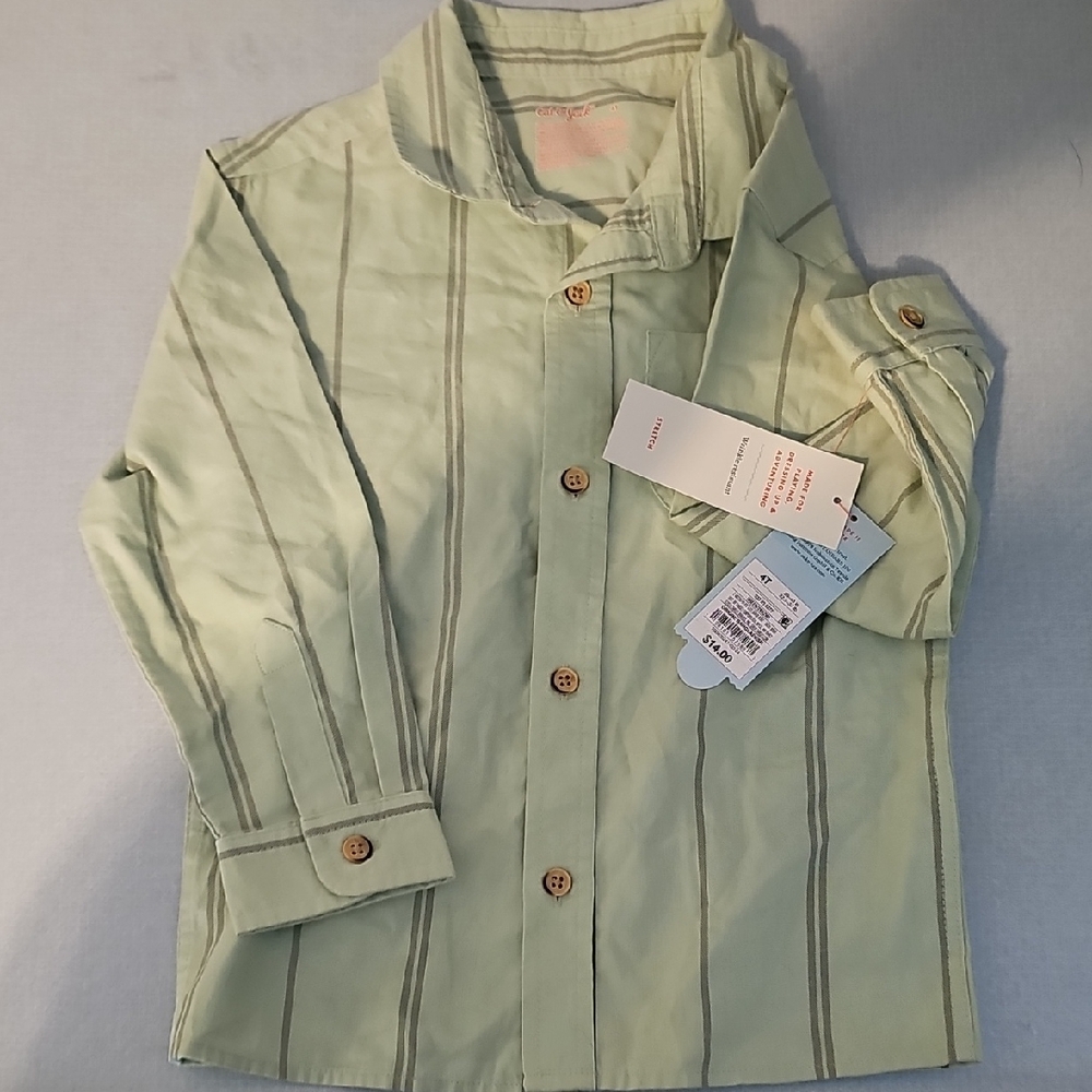 Cat & Jack Green Button Down Shirt Classic Design